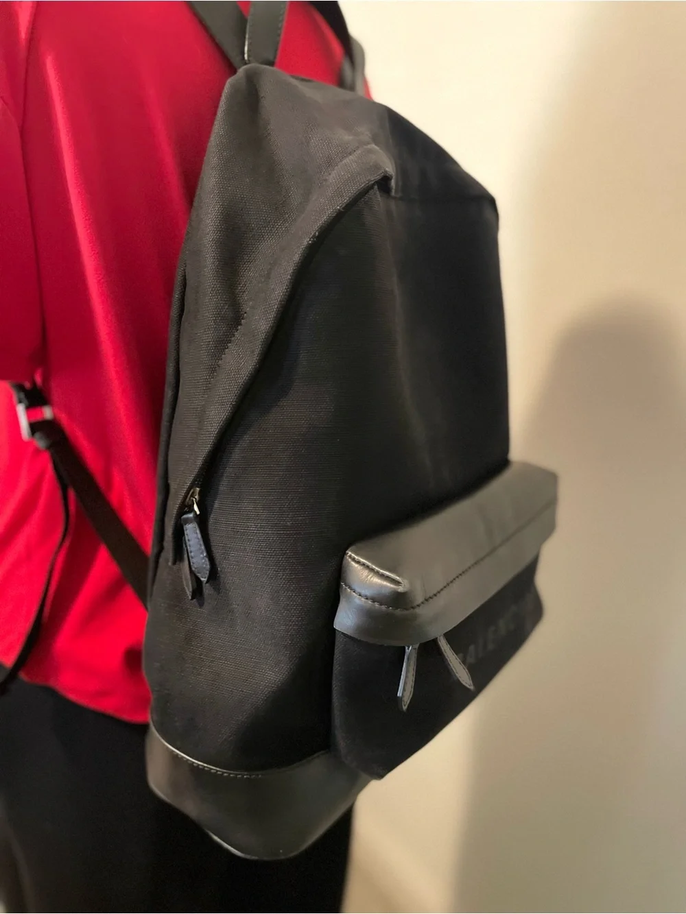 Balenciaga Black Canvas & Leather Logo Front Pocket Backpack/card /dust bag